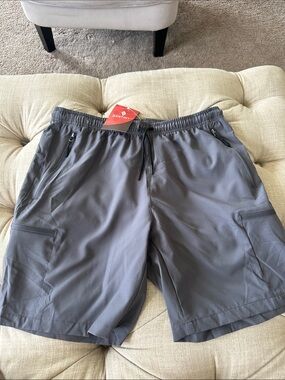 Santiny Men’s Gray Cargo Active Shorts with Zipper Pockets